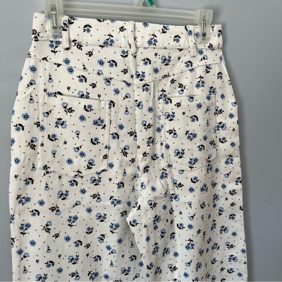 Lulus Everyday Personality Ivory Floral Print Twill High Rise Pants Size S NWT - Picture 16 of 16